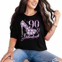 Fabulous & 90 Sparkly Shiny Heel 90th Birthday Comfort Colors T-Shirt thumb 0