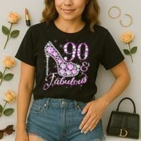 Fabulous & 90 Sparkly Shiny Heel 90th Birthday Comfort Colors Boxy T-Shirt thumb 2