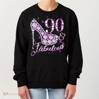 Fabulous & 90 Sparkly Shiny Heel 90th Birthday Women's Sweatshirt thumb 0