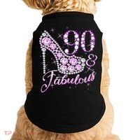 Fabulous & 90 Sparkly Shiny Heel 90th Birthday Doggie Tank thumb 0