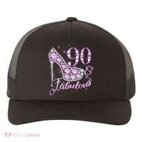 Fabulous & 90 Sparkly Shiny Heel 90th Birthday Yupoong Adult 5-Panel Trucker Hat thumb 0