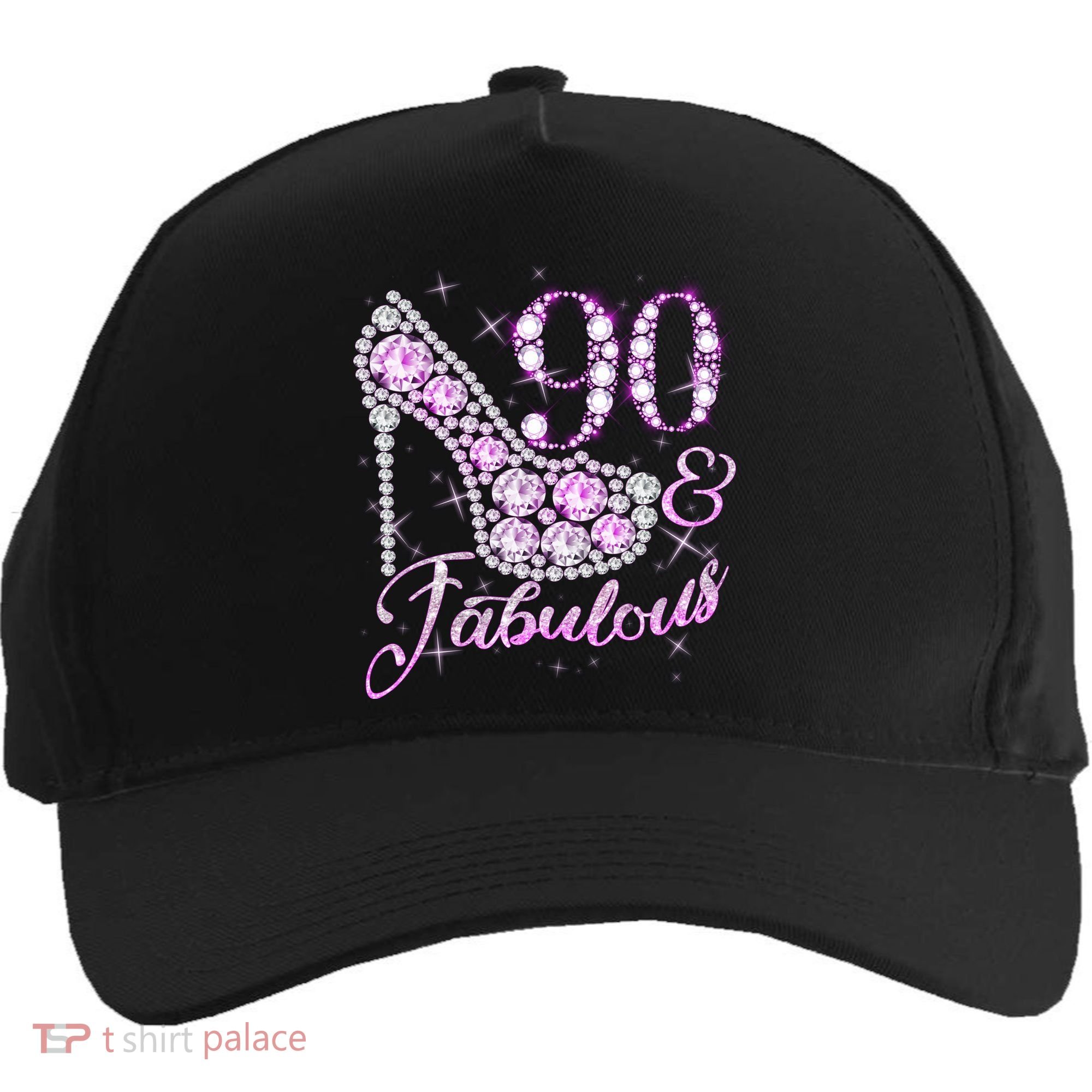 Fabulous & 90 Sparkly Shiny Heel 90th Birthday Five-Panel Snapback Cap