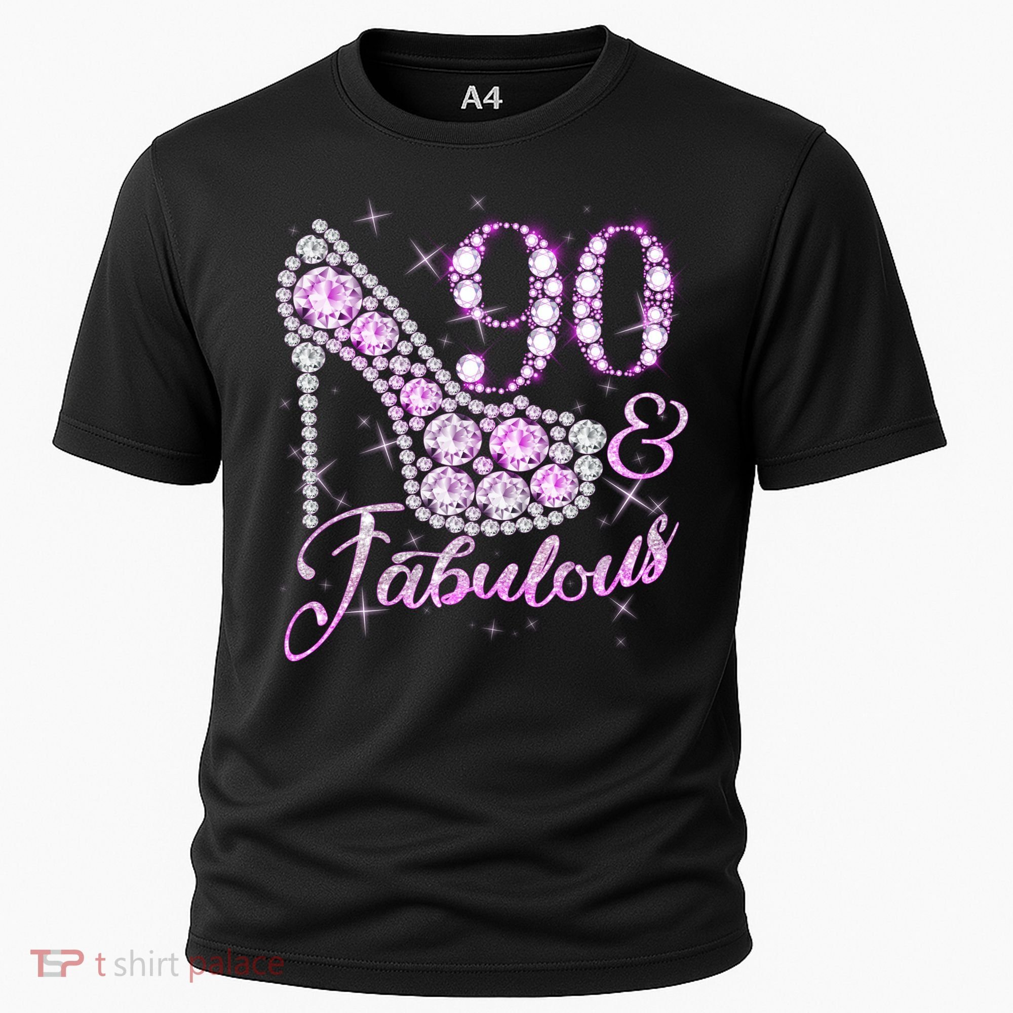 Fabulous & 90 Sparkly Shiny Heel 90th Birthday Cooling Performance Crew T-Shirt
