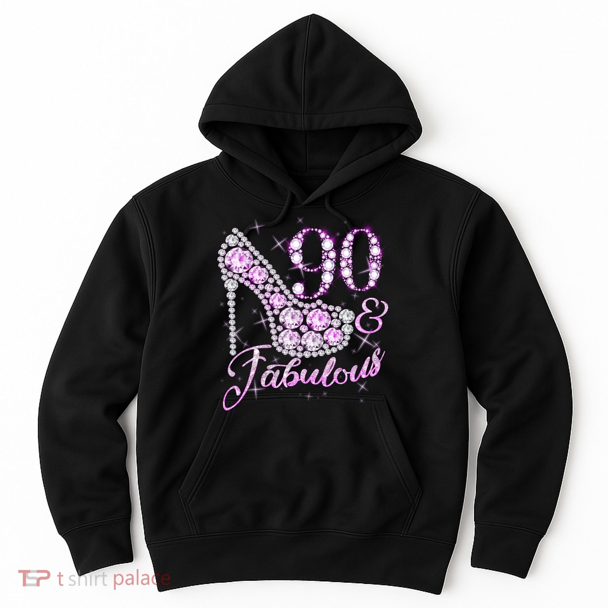 Fabulous & 90 Sparkly Shiny Heel 90th Birthday Hoodie