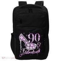 Fabulous & 90 Sparkly Shiny Heel 90th Birthday Impact Tech Backpack thumb 0