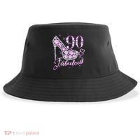 Fabulous & 90 Sparkly Shiny Heel 90th Birthday Sustainable Bucket Hat thumb 0