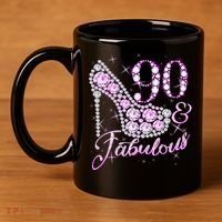 Fabulous & 90 Sparkly Shiny Heel 90th Birthday 11oz C Handle Ceramic Mug thumb 4