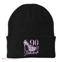 Fabulous & 90 Sparkly Shiny Heel 90th Birthday Beanie thumb 0