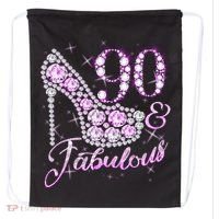 Fabulous & 90 Sparkly Shiny Heel 90th Birthday Drawstring Bag thumb 0