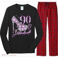 Fabulous & 90 Sparkly Shiny Heel 90th Birthday Long Sleeve Pajama Set thumb 0
