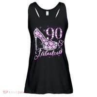 Fabulous & 90 Sparkly Shiny Heel 90th Birthday Ladies Essential Flowy Tank thumb 0