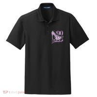 Fabulous & 90 Sparkly Shiny Heel 90th Birthday Dry Zone Grid Polo thumb 0