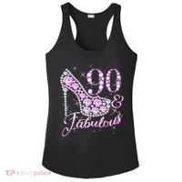 Fabulous & 90 Sparkly Shiny Heel 90th Birthday Ladies PosiCharge Competitor Racerback Tank thumb 0