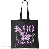 Fabulous & 90 Sparkly Shiny Heel 90th Birthday Tote Bag thumb 0
