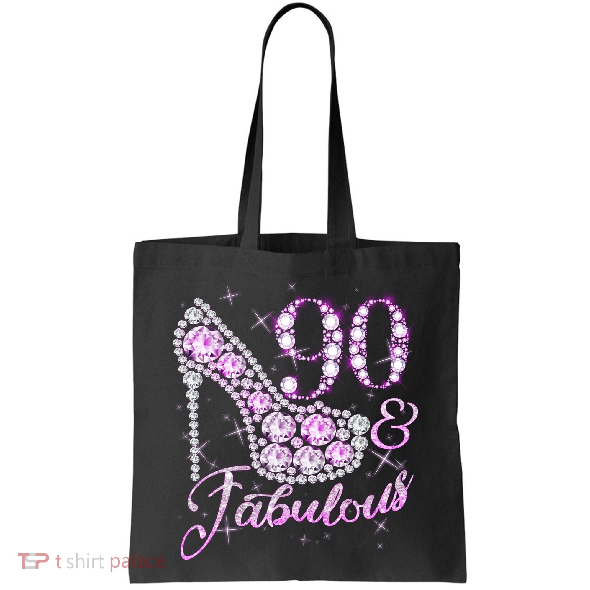 Fabulous & 90 Sparkly Shiny Heel 90th Birthday Tote Bag