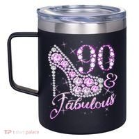 Fabulous & 90 Sparkly Shiny Heel 90th Birthday 12oz Stainless Steel Coffee Mug thumb 2