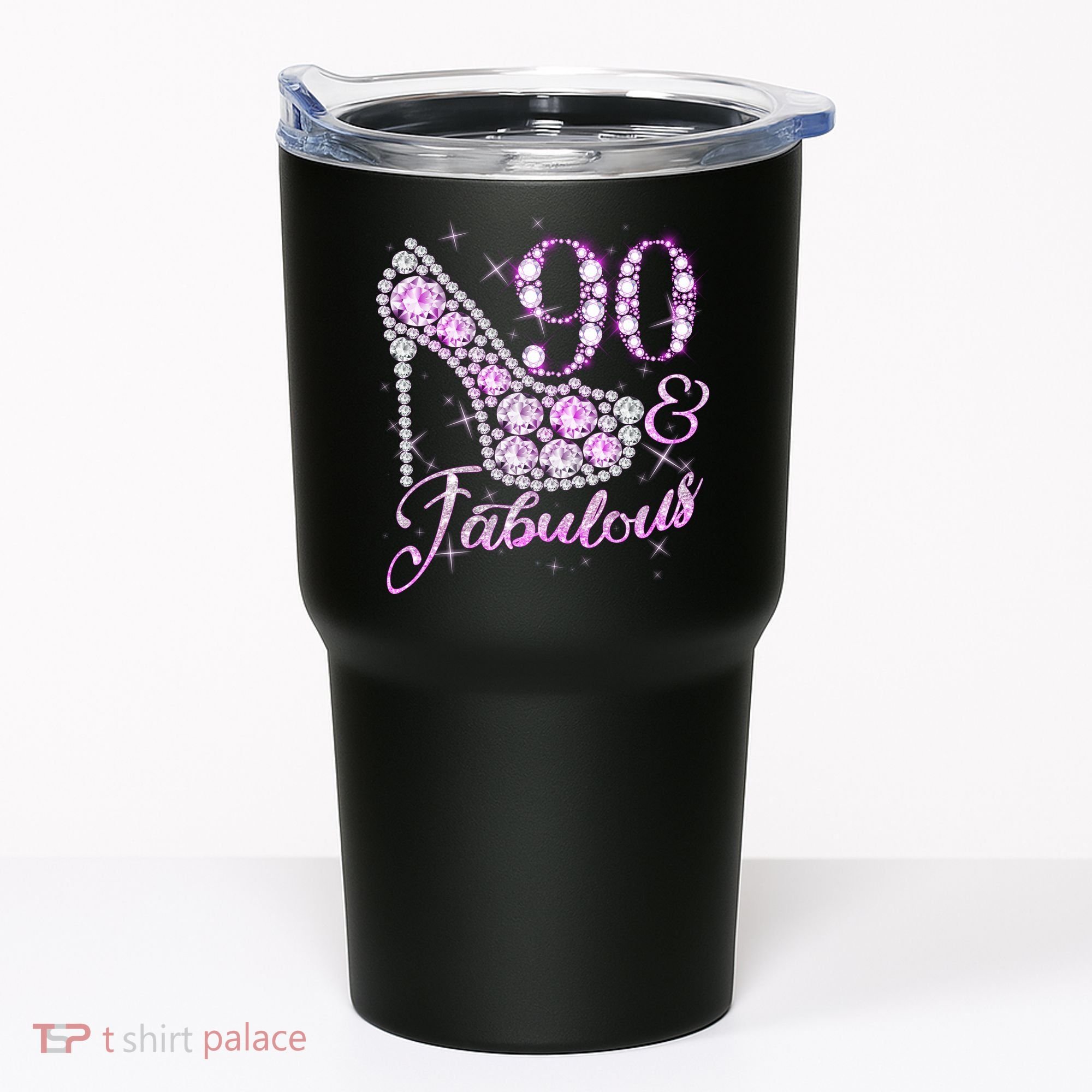 Fabulous & 90 Sparkly Shiny Heel 90th Birthday Tumbler