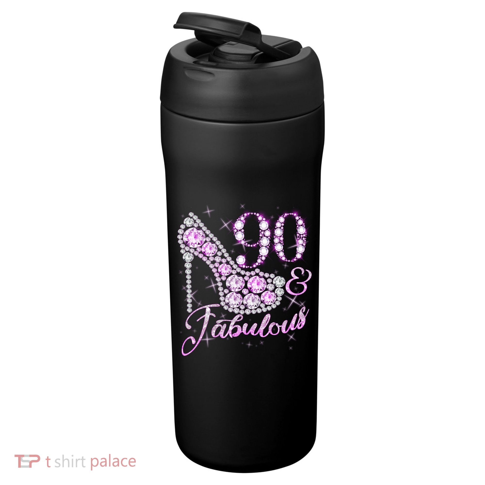 Fabulous & 90 Sparkly Shiny Heel 90th Birthday 24oz Duet Stainless Steel Tumbler