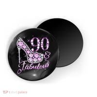 Fabulous & 90 Sparkly Shiny Heel 90th Birthday Magnet thumb 0