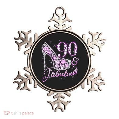 Fabulous & 90 Sparkly Shiny Heel 90th Birthday Ornament