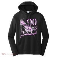 Fabulous & 90 Sparkly Shiny Heel 90th Birthday Performance Fleece Hoodie thumb 0