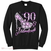 Fabulous & 90 Sparkly Shiny Heel 90th Birthday Tall Sweatshirt thumb 0
