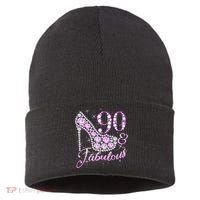 Fabulous & 90 Sparkly Shiny Heel 90th Birthday Sustainable Knit Beanie thumb 0