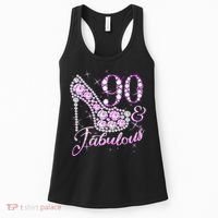 Fabulous & 90 Sparkly Shiny Heel 90th Birthday Women's Tank Top thumb 0