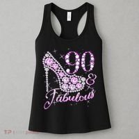 Fabulous & 90 Sparkly Shiny Heel 90th Birthday Women's Tank Top thumb 3