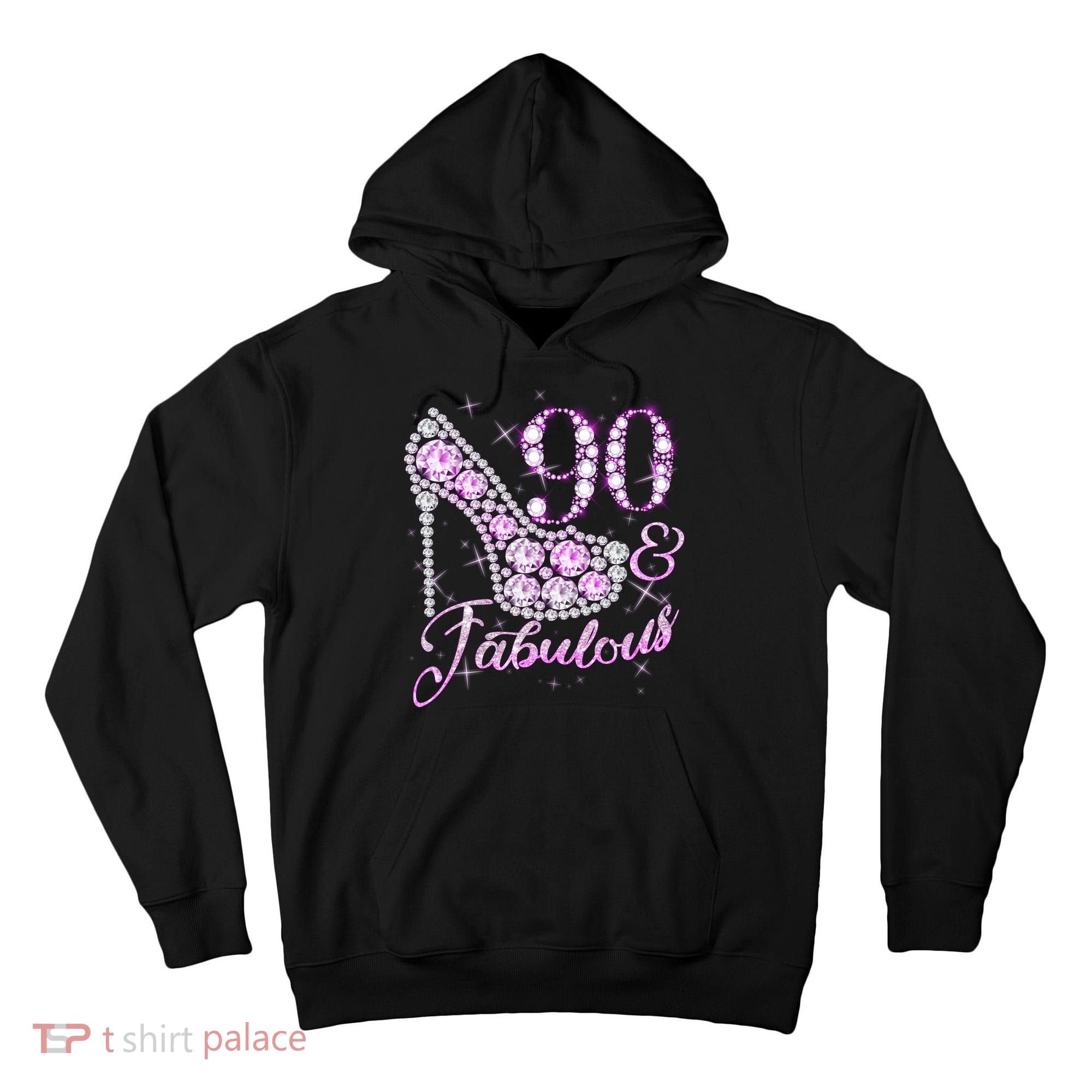 Fabulous & 90 Sparkly Shiny Heel 90th Birthday Tall Hoodie