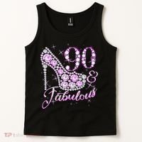 Fabulous & 90 Sparkly Shiny Heel 90th Birthday Tank Top thumb 2