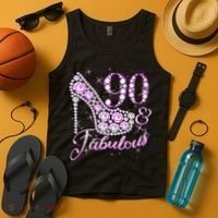 Fabulous & 90 Sparkly Shiny Heel 90th Birthday Tank Top thumb 4