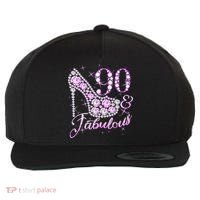 Fabulous & 90 Sparkly Shiny Heel 90th Birthday Wool Snapback Cap thumb 0