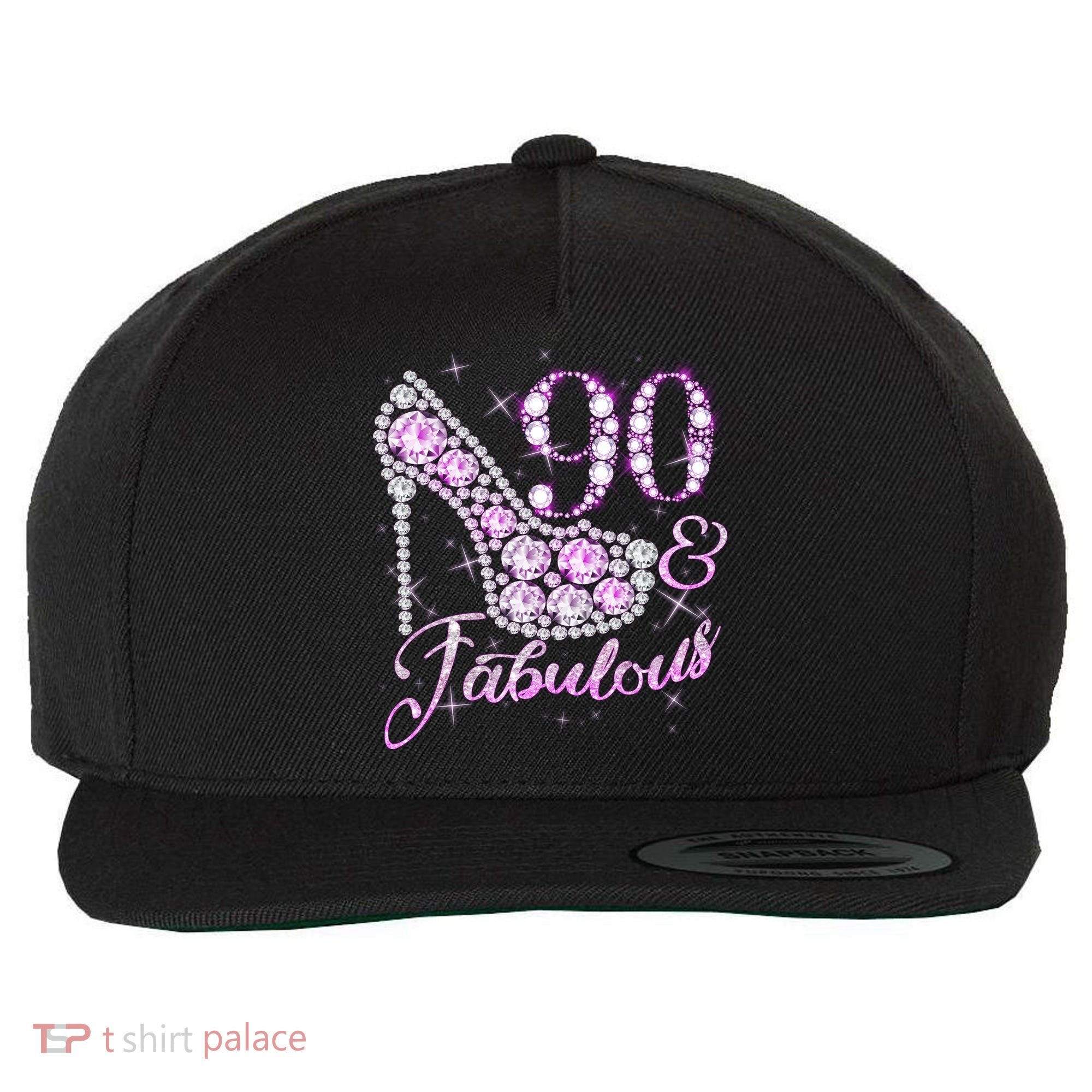 Fabulous & 90 Sparkly Shiny Heel 90th Birthday Wool Snapback Cap