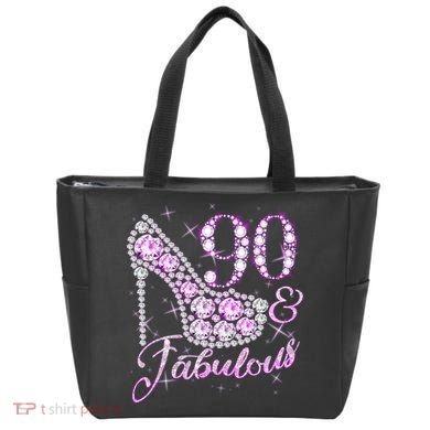 Fabulous & 90 Sparkly Shiny Heel 90th Birthday Tote Bag