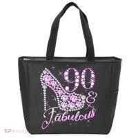Fabulous & 90 Sparkly Shiny Heel 90th Birthday Tote Bag thumb 0