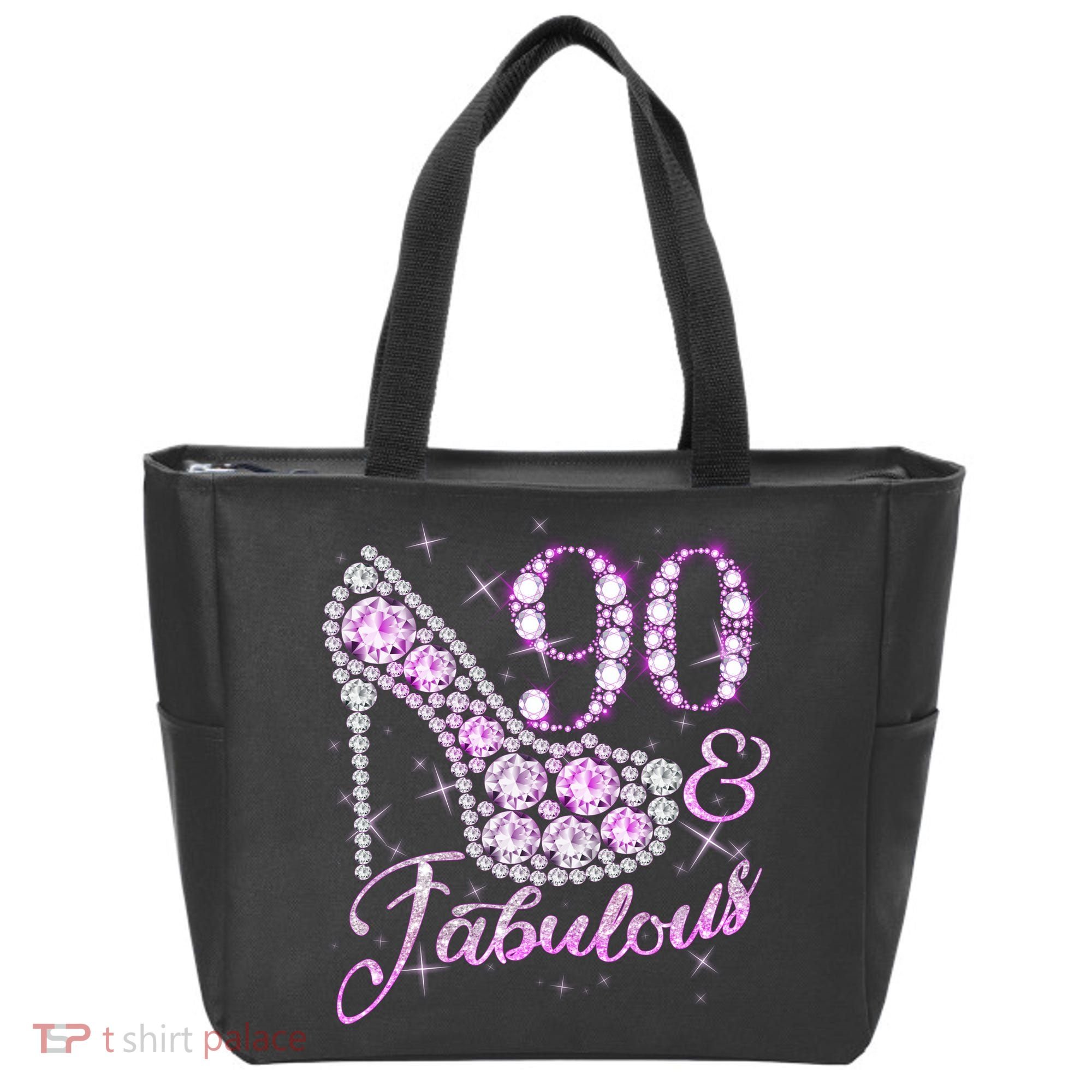 Fabulous & 90 Sparkly Shiny Heel 90th Birthday Tote Bag
