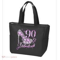 Fabulous & 90 Sparkly Shiny Heel 90th Birthday Tote Bag thumb 3