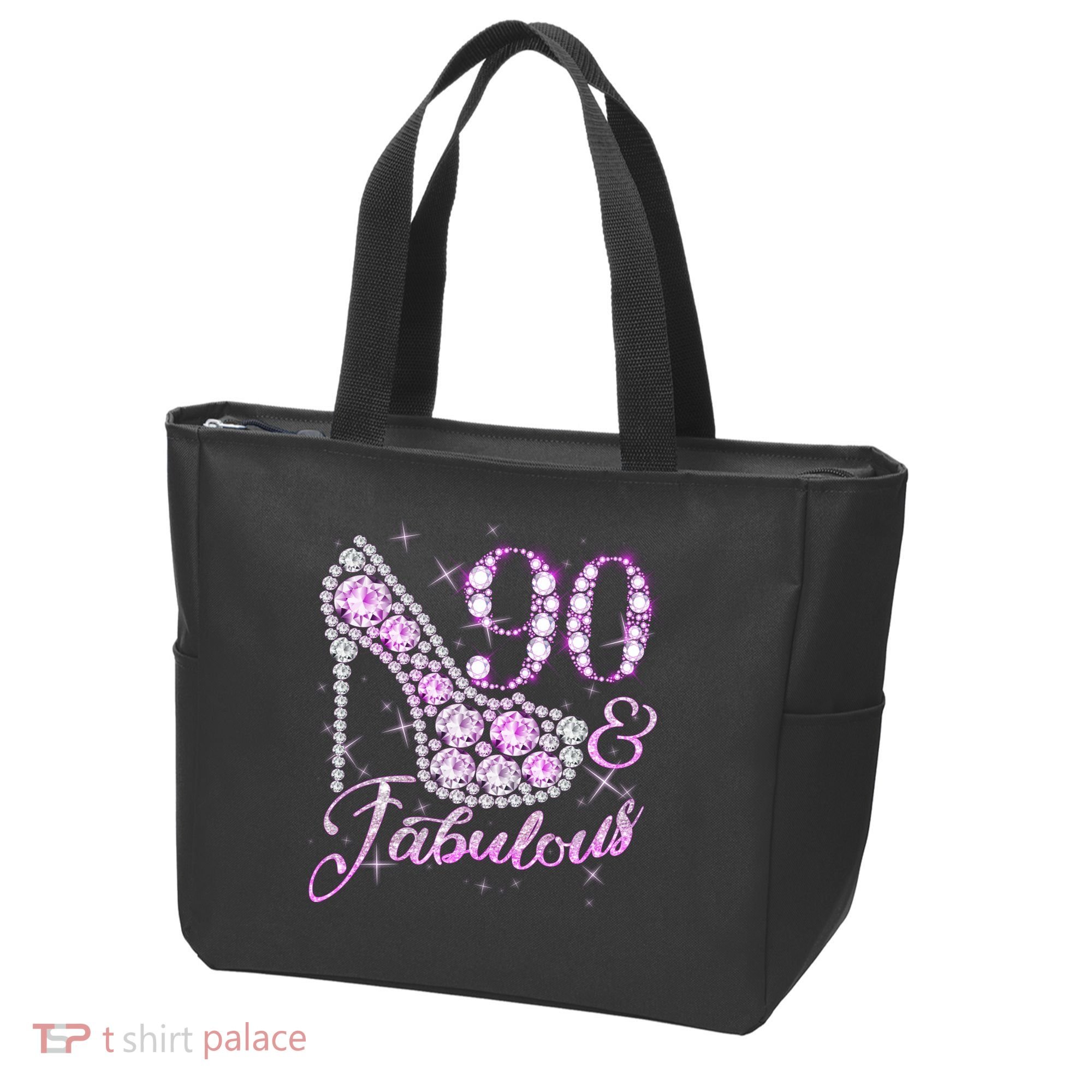 Fabulous & 90 Sparkly Shiny Heel 90th Birthday Tote Bag