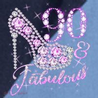 Fabulous & 90 Sparkly Shiny Heel 90th Birthday Raglan Baseball Sleeve Shirt thumb 2