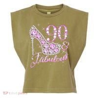 Fabulous & 90 Sparkly Shiny Heel 90th Birthday Garment-Dyed Women's Muscle Tee thumb 0