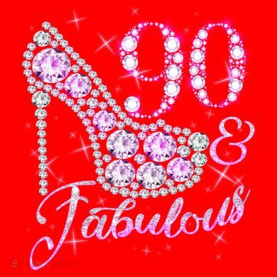 Fabulous & 90 Sparkly Shiny Heel 90th Birthday Santa Hat