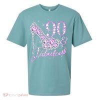 Fabulous & 90 Sparkly Shiny Heel 90th Birthday Sueded Cloud Jersey T-Shirt thumb 0
