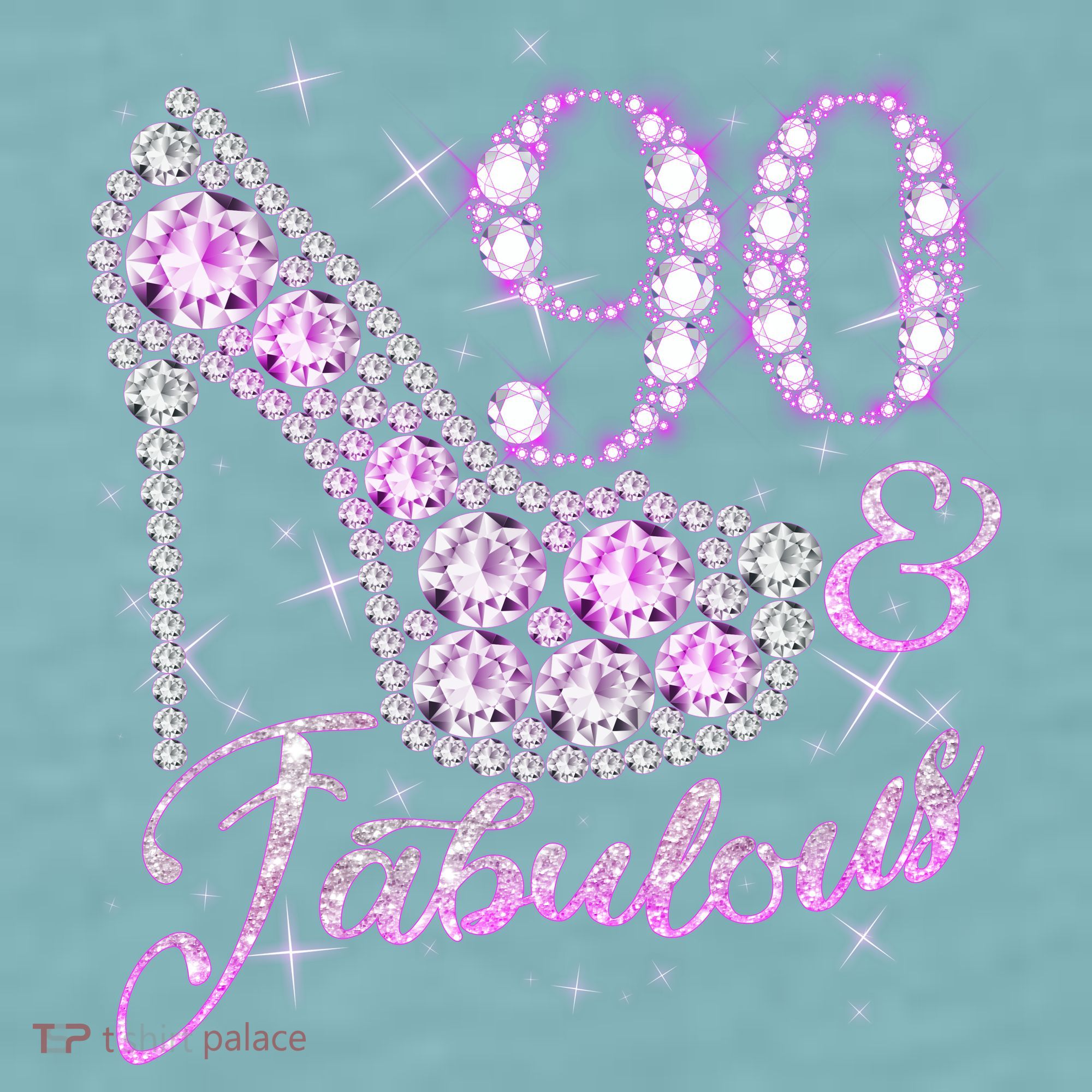 Fabulous & 90 Sparkly Shiny Heel 90th Birthday Sueded Cloud Jersey T-Shirt