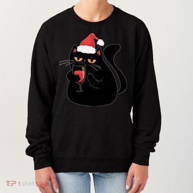 Funny Anti Christmas Drinking Grumpy Cat Flipping Bird Women's Sweatshirt