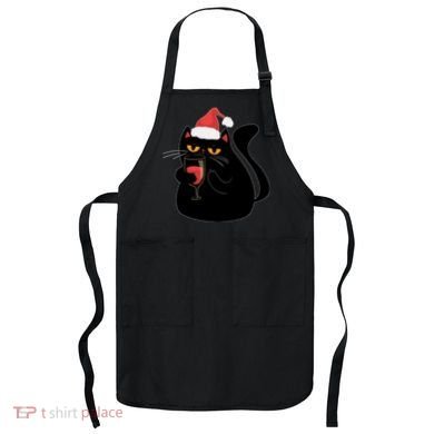 Funny Anti Christmas Drinking Grumpy Cat Flipping Bird Apron