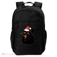 Funny Anti Christmas Drinking Grumpy Cat Flipping Bird Backpack thumb 0