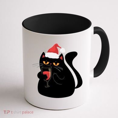 Funny Anti Christmas Drinking Grumpy Cat Flipping Bird Coffee Mug back