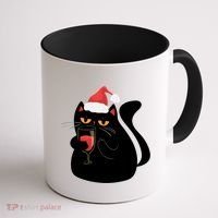 Funny Anti Christmas Drinking Grumpy Cat Flipping Bird Coffee Mug thumb 1
