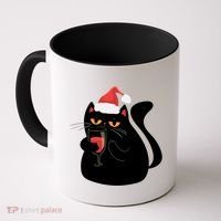 Funny Anti Christmas Drinking Grumpy Cat Flipping Bird Coffee Mug thumb 0